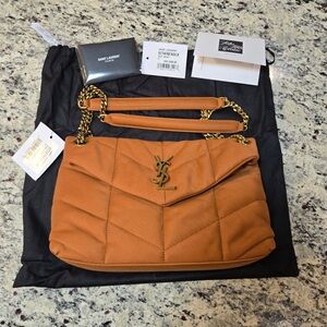 NEW Yves Saint Laurent Cognac Quilted LouLou Shoulder Bag
